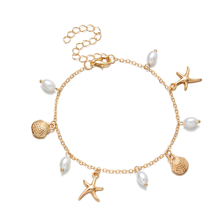 Adjustable Alloy Starfish Pendant Anklet For Women