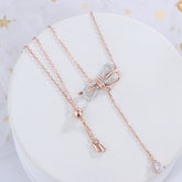 S925 Silver Diamond Bow Necklace