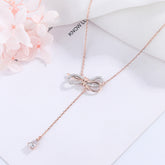 fS925 Silver Diamond Bow Necklace