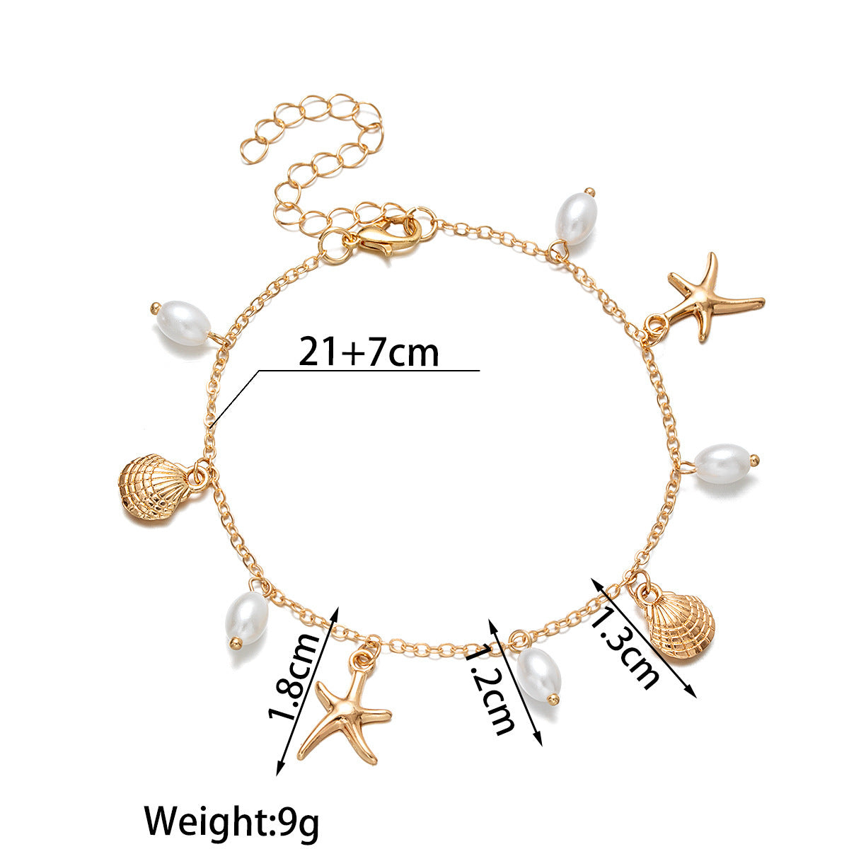 Adjustable Alloy Starfish Pendant Anklet For Women