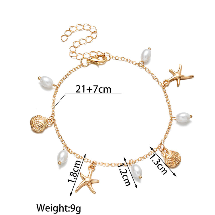 Adjustable Alloy Starfish Pendant Anklet For Women