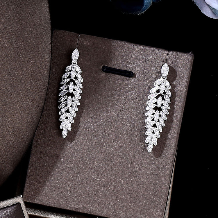 Luxury 4-Piece Zircon Crystal Bridal Jewelry Set 