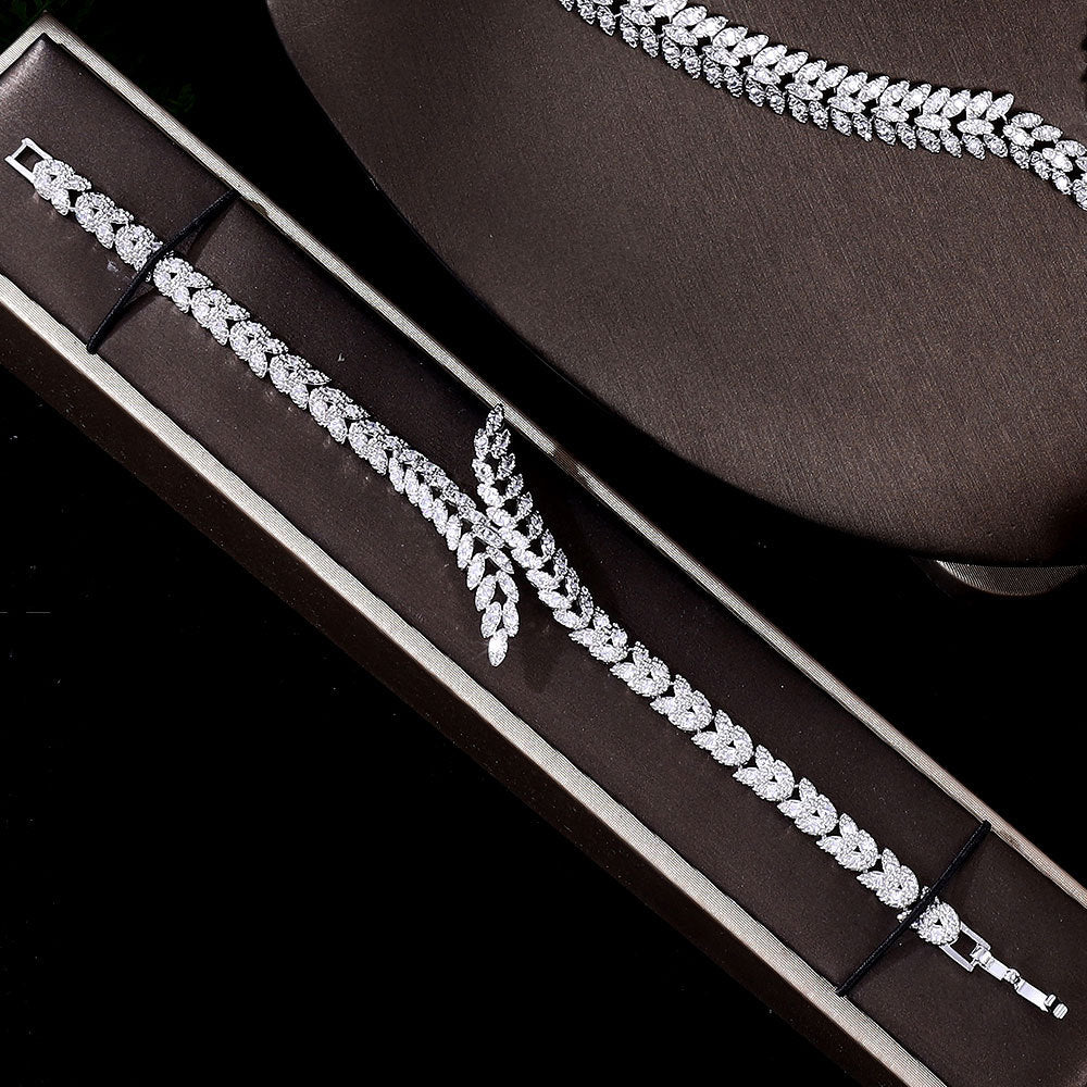 Luxury 4-Piece Zircon Crystal Bridal Jewelry Set 