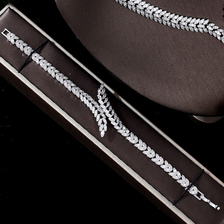 Luxury 4-Piece Zircon Crystal Bridal Jewelry Set 